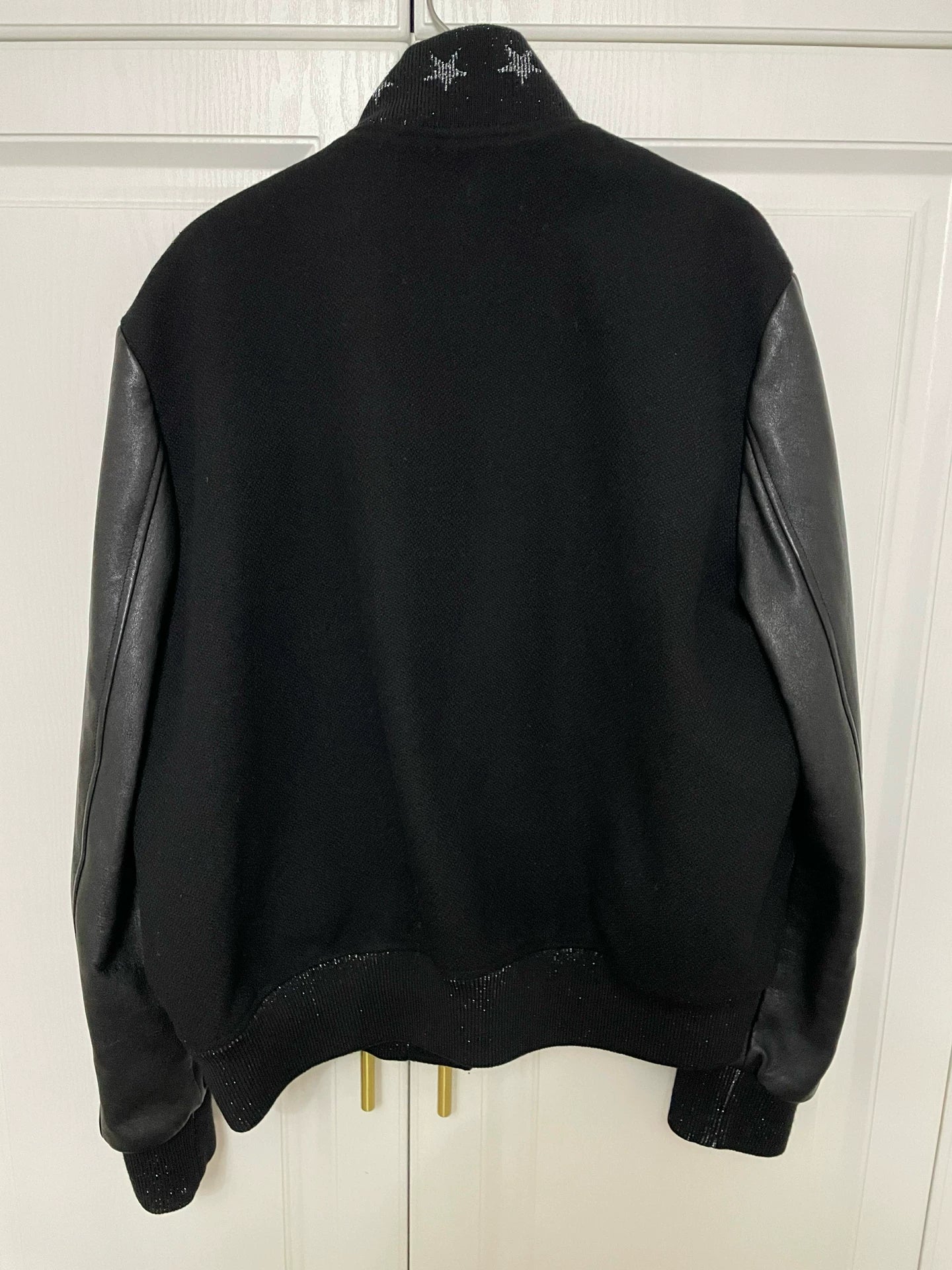 Saint Laurent Leather Sleeve Baseball Jacket