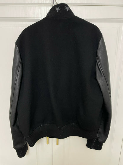 Saint Laurent Leather Sleeve Baseball Jacket