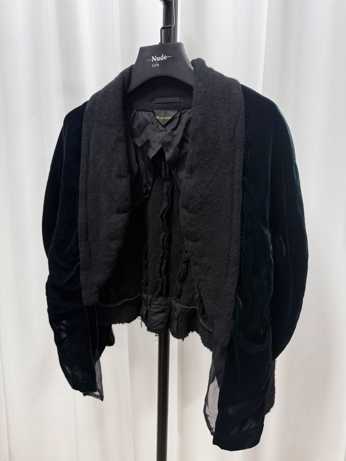 Comme des Garçons Dark Green Velvet Cape Jacket
