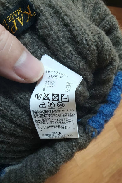 kapital patchwork knit beanie hat