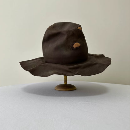 brown felt wide-brimmed hat