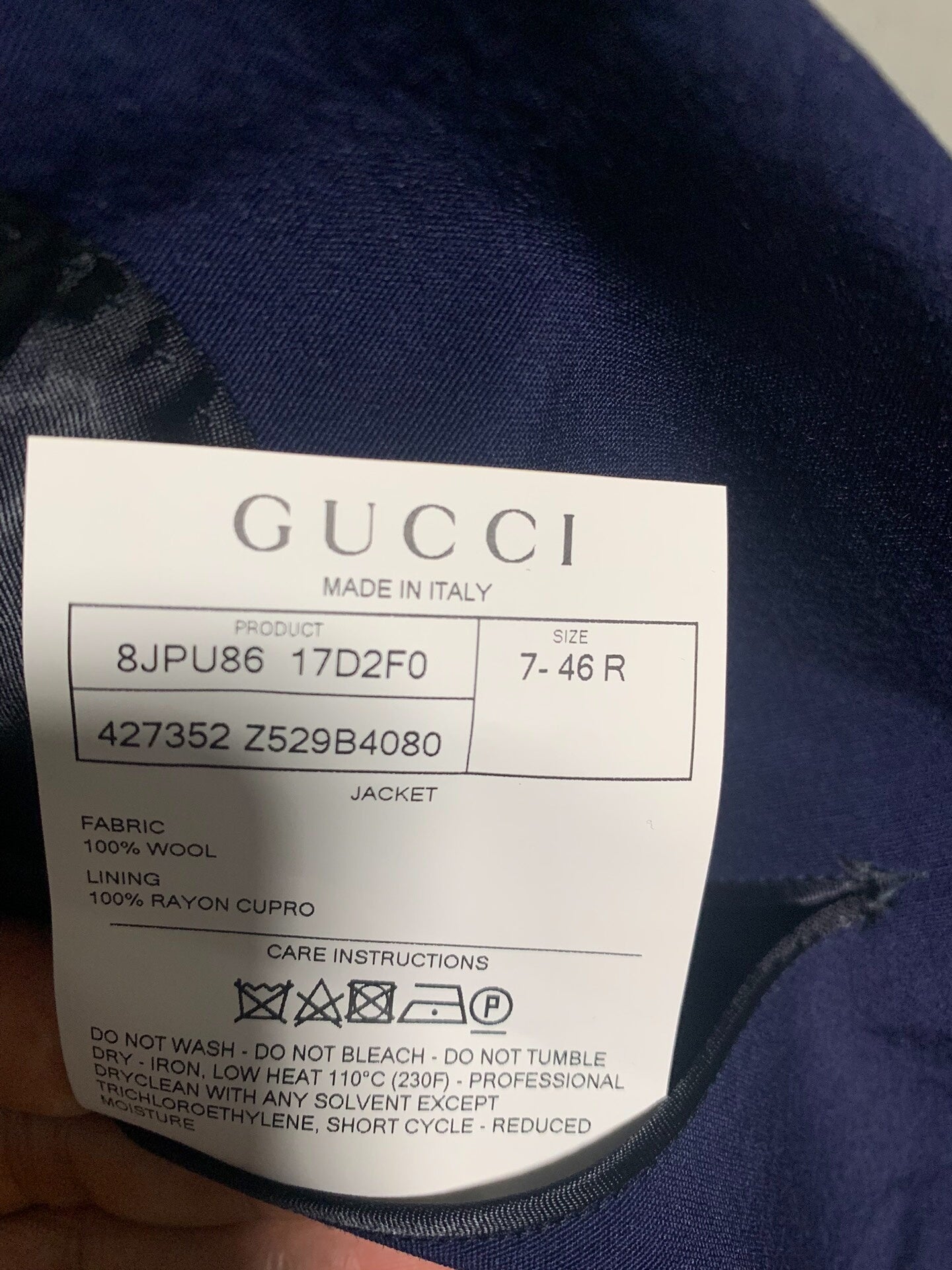 gucci wool blazer size 46