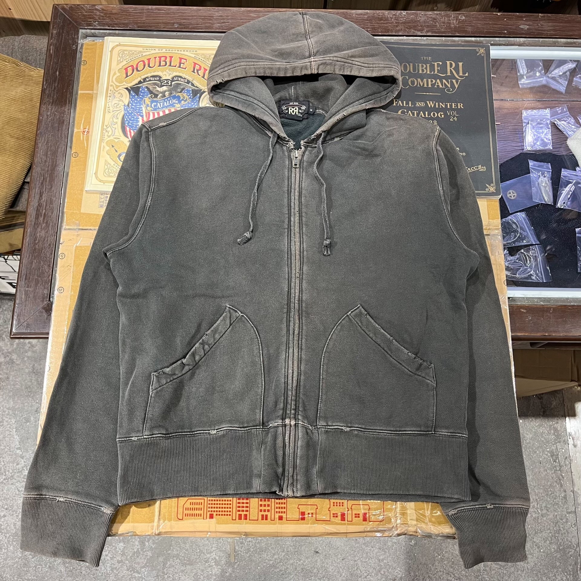 RRL Heavy Washed Distressed Sweatshirt