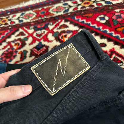 visvim 19aw black distressed denim jeans