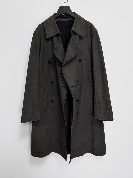 black cotton double-breasted coat