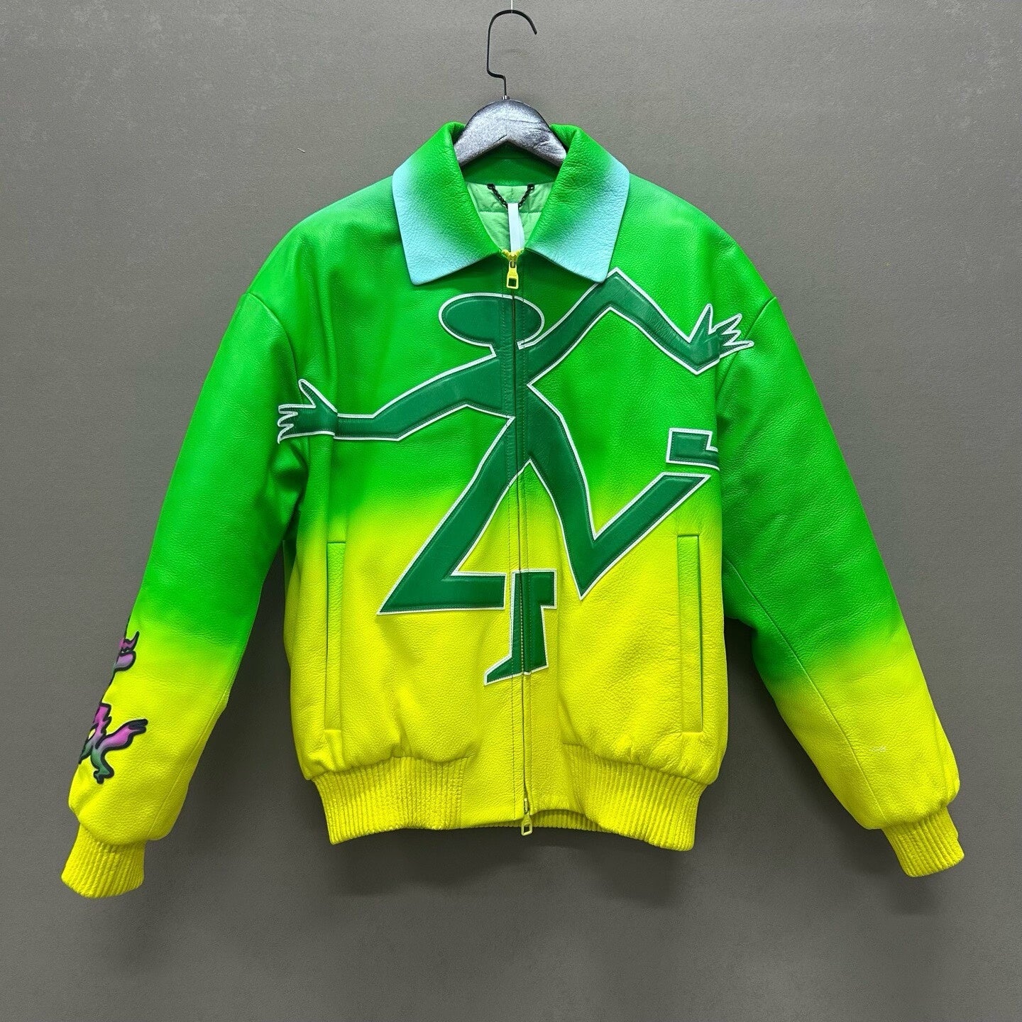 louis vuitton fluorescent green baseball jacket