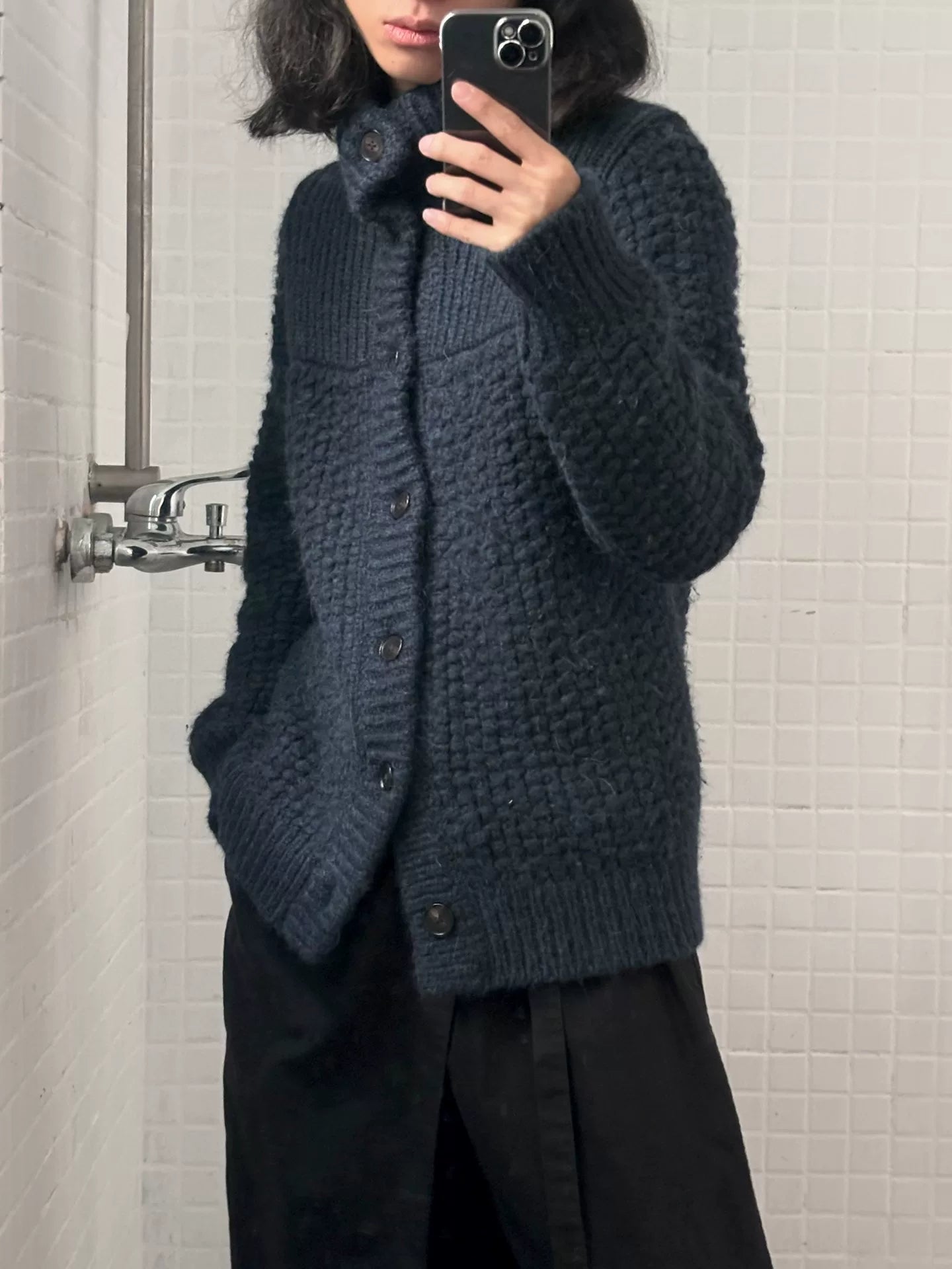 angora wool blend knitted cardigan