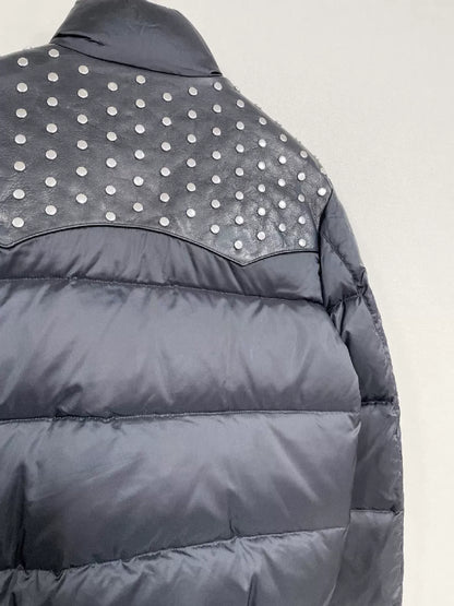 Saint Laurent Black Studded Leather Puffer Jacket