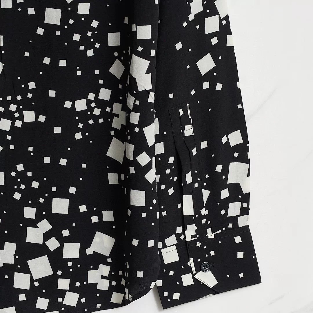 Saint Laurent Square-Pattern Silk Shirt