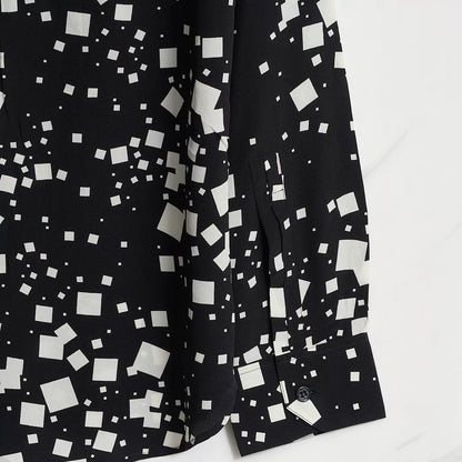 Saint Laurent Square-Pattern Silk Shirt