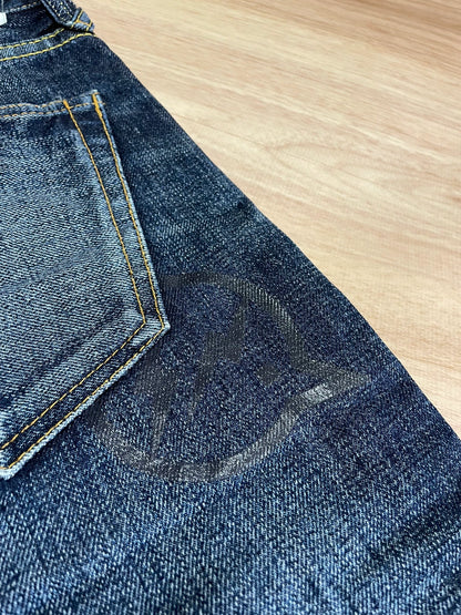 fragment lightning wash denim pants