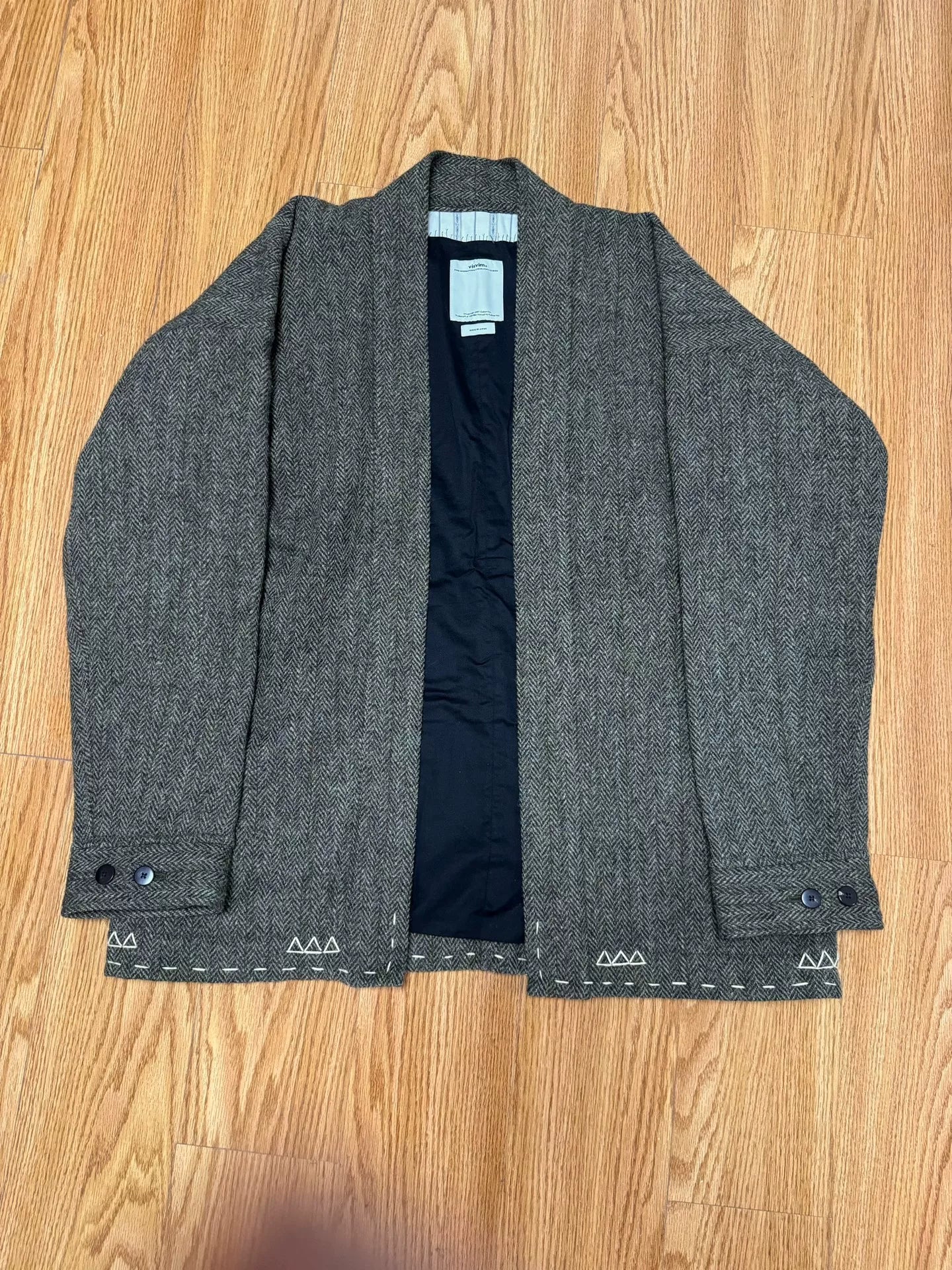 visvim harris tweed sanjuro jacket olive