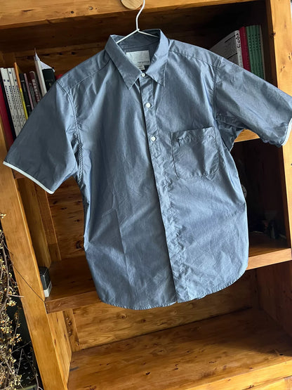 gray blue short sleeve shirt for summer