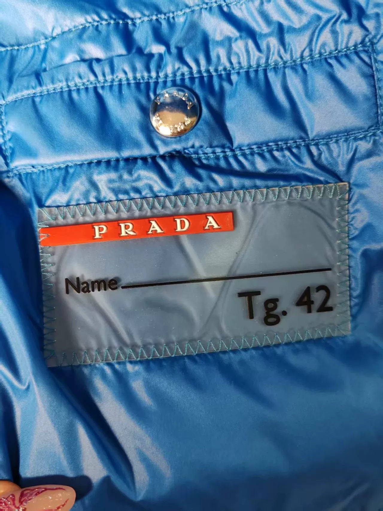 Prada Blue Down Vest with Triangle Logo