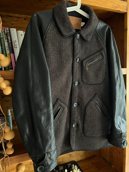 wool leather jacket with vintage details