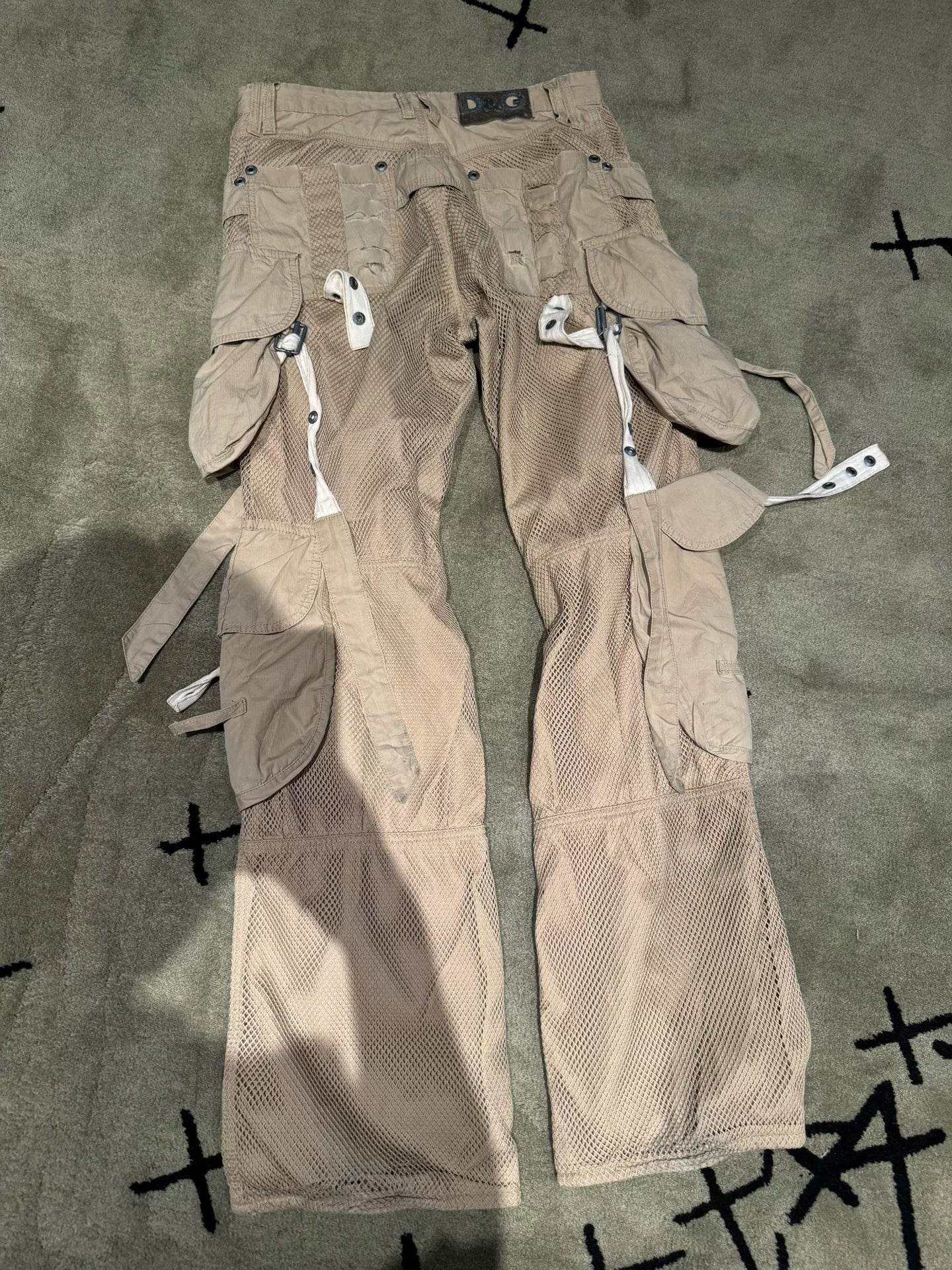 dolce&gabbana distressed cargo pants with straps