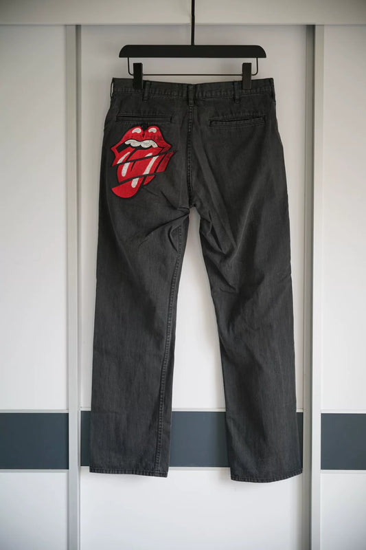 comme des garcons rolling stones denim pants