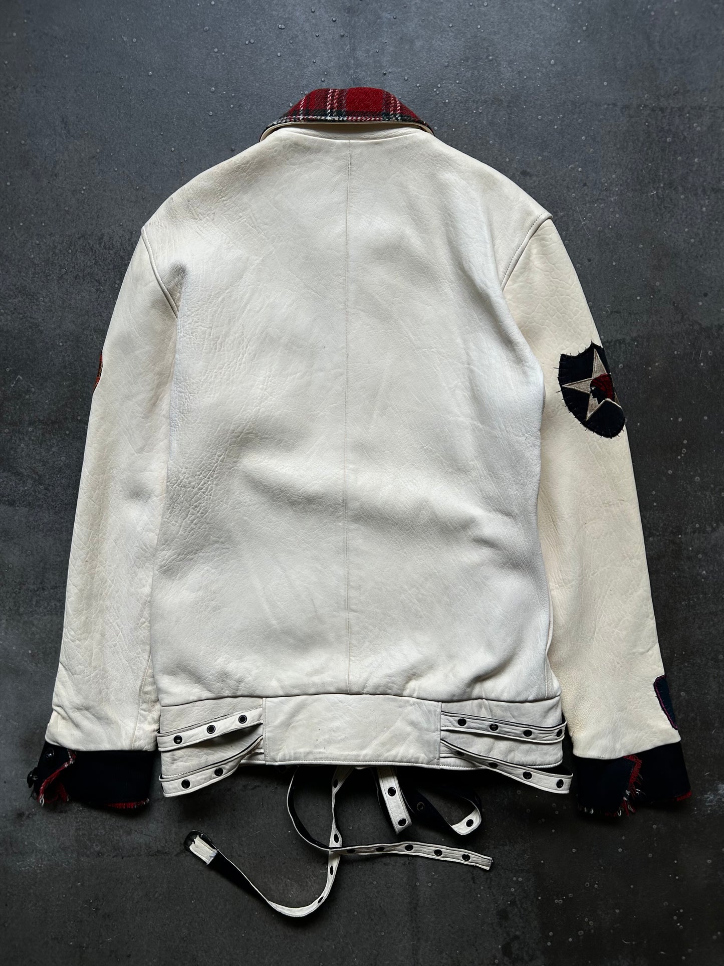 diamond dogs patchwork jacket with plaid collar