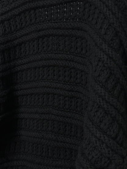 black oversized hand-knitted cashmere jacket
