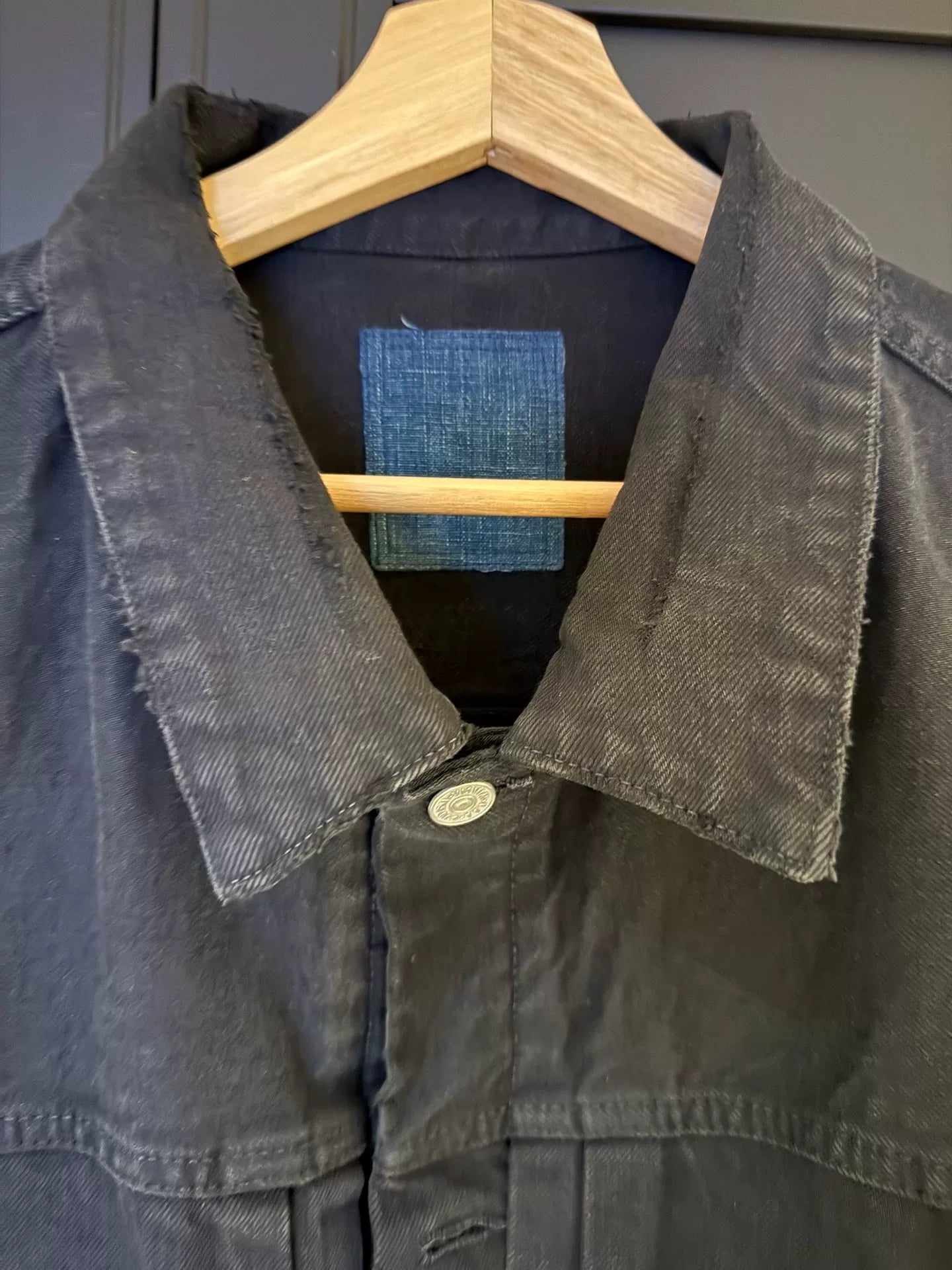 VISVIM 101 Black Damaged Denim Jacket