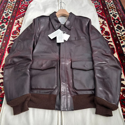 visvim elmendorf leather jacket in burgundy