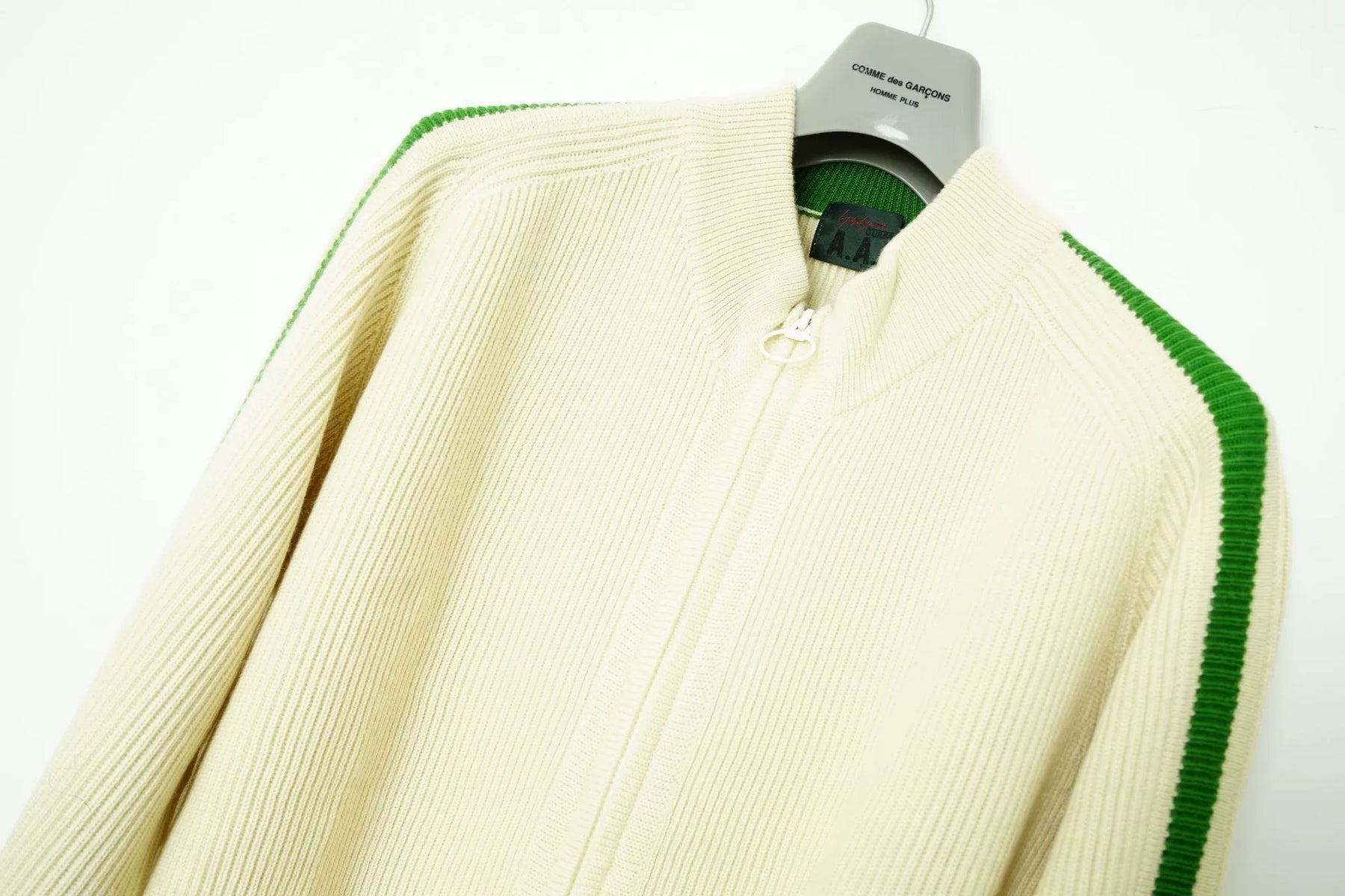 Yohji Yamamoto Green White Knit Sweater