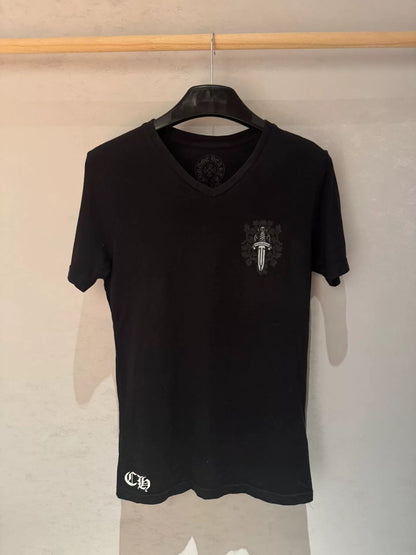chrome hearts black v-neck graphic t-shirt
