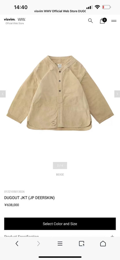 VISVIM 22SS DUGOUT JKT JP DEERSKIN