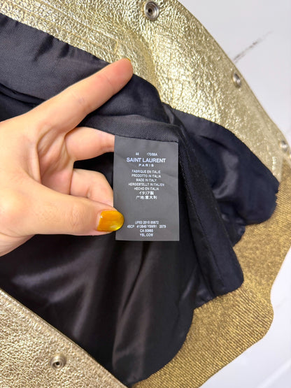 saint laurent gold and black baseball jacket