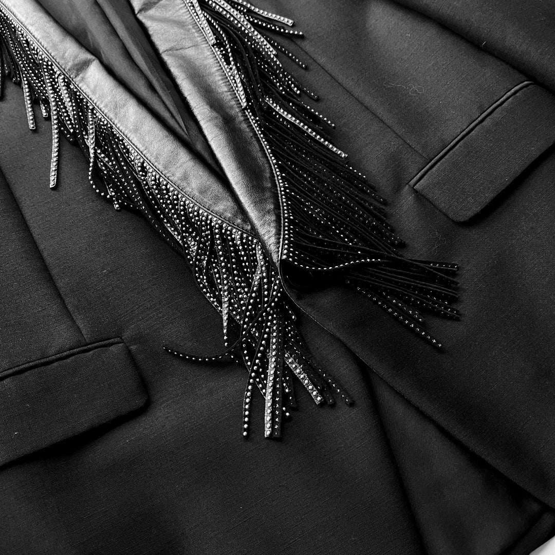 Saint Laurent Fringe Leather Collar Blazer