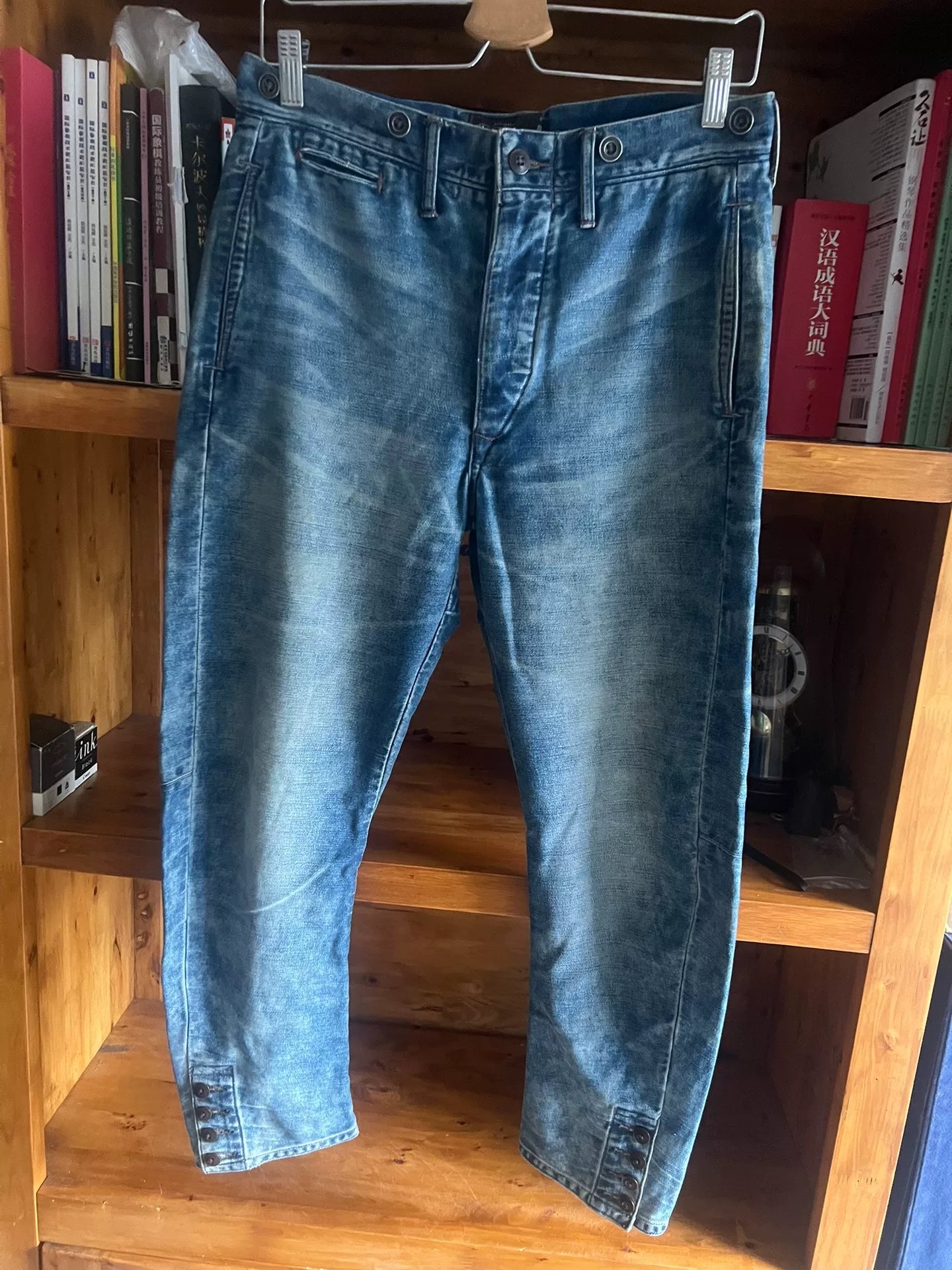 double rrl denim suspender pants