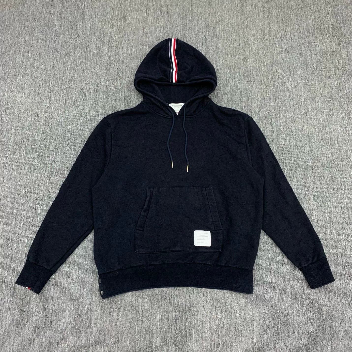 thom browne navy striped hoodie sweatshirt