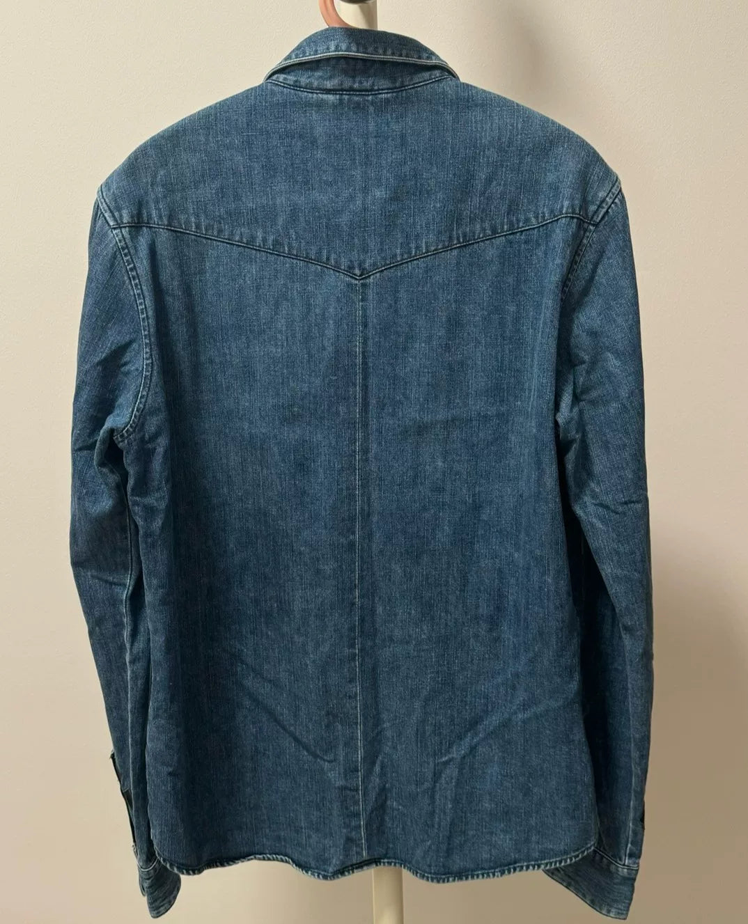 chrome hearts blue denim cross button-up shirt