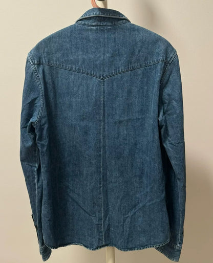chrome hearts blue denim cross button-up shirt