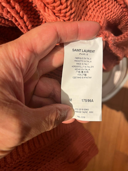 Saint Laurent Gradient Cable-Knit Hooded Cardigan