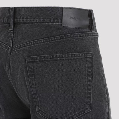 Saint Laurent Men's Black Wide-Leg Jeans