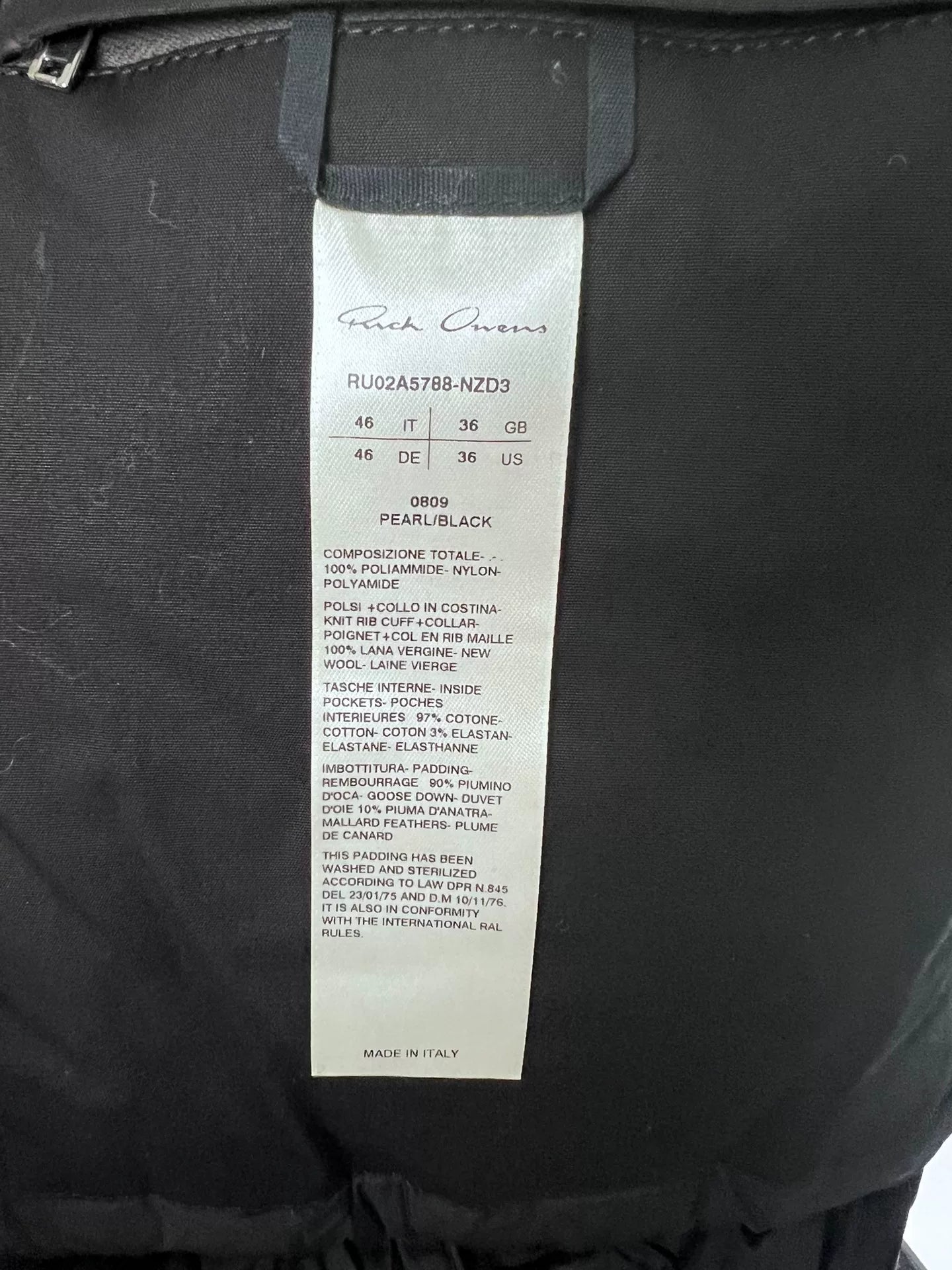 rick owens color-block down puffer jacket