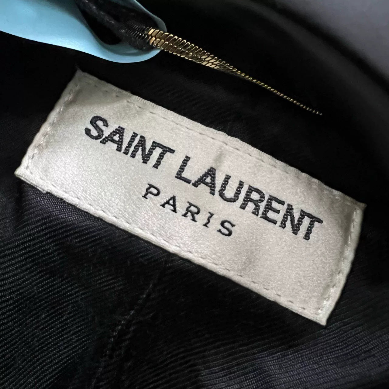 Saint Laurent Black Leather Patch Baseball Jacket
