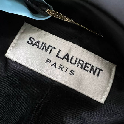 Saint Laurent Black Leather Patch Baseball Jacket