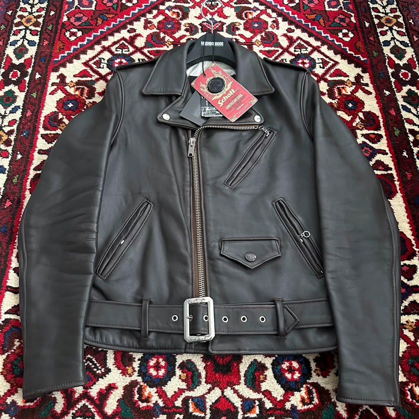 nbhd x schott leather jacket size 36