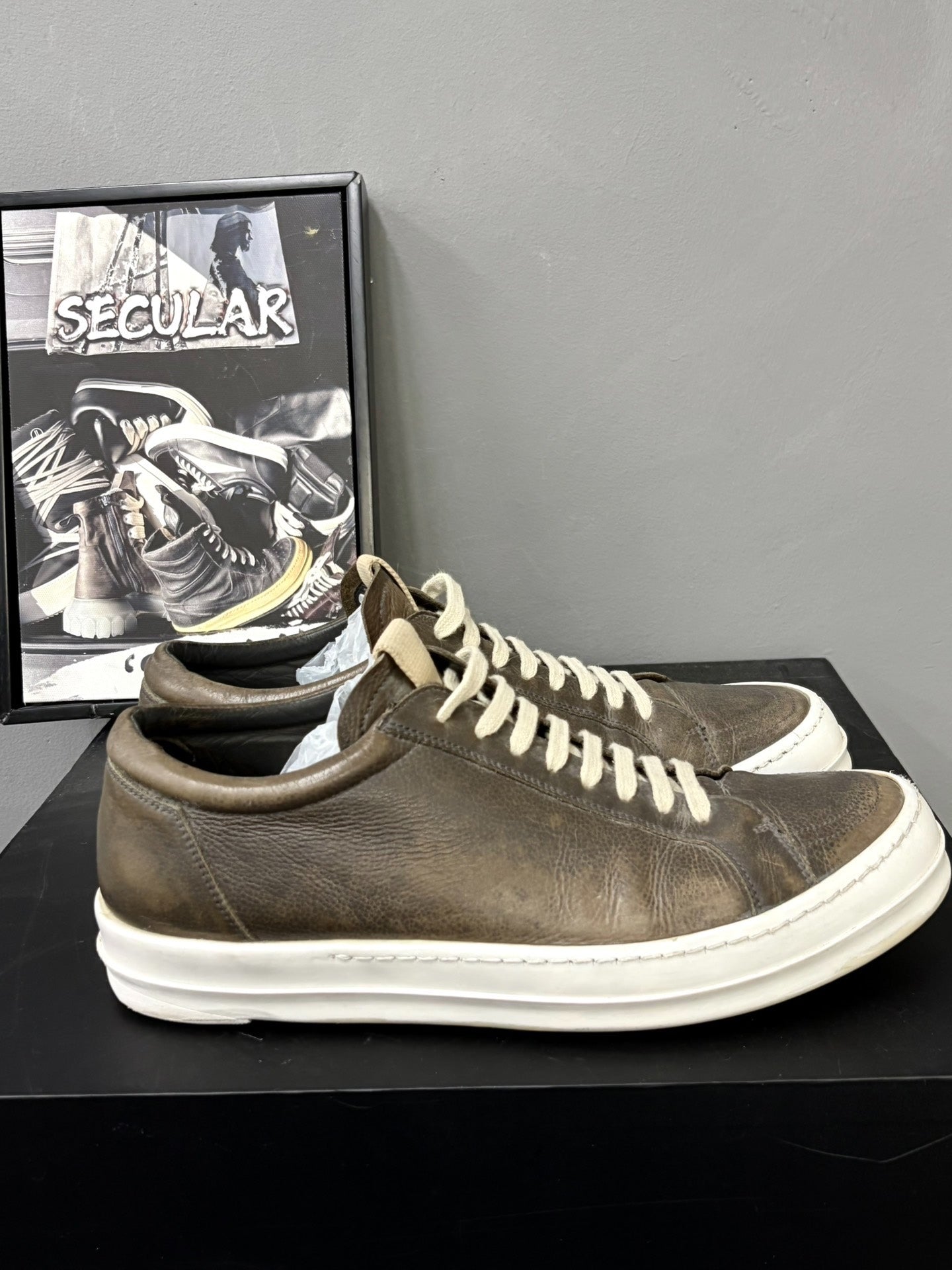 Rick Owens 20FW Low-Top Leather Sneakers