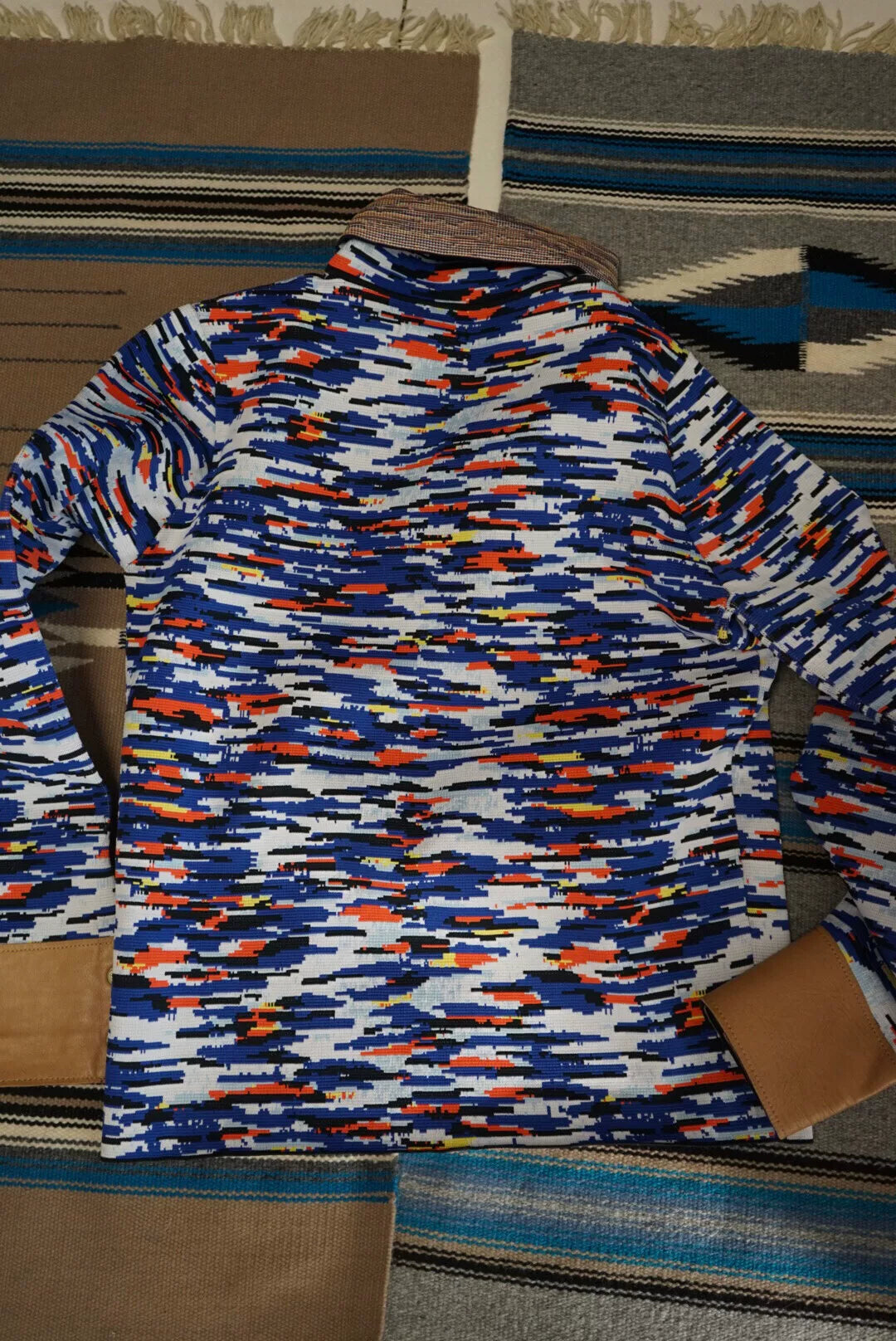 Loewe High Neck Sweater with Leather Sleeves