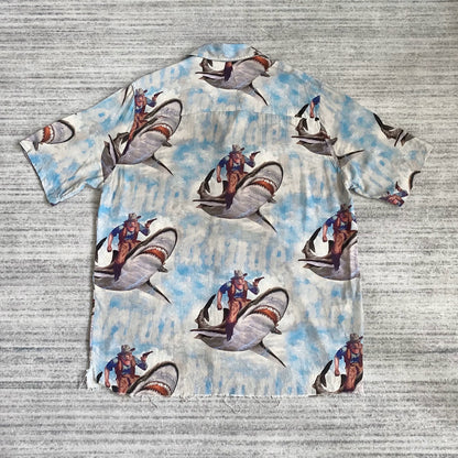 shark print short sleeve Aloha shirt