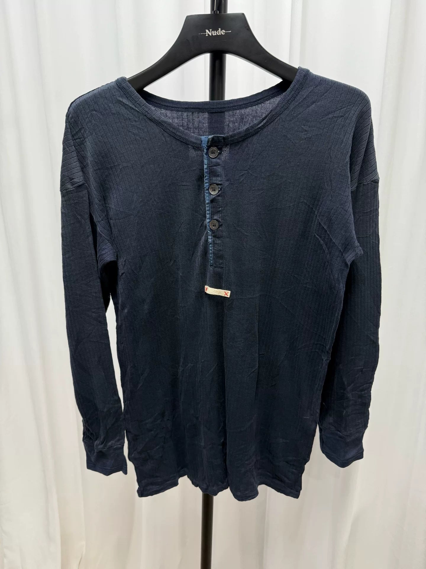 Maison Margiela Blue Henley Long Sleeve Shirt