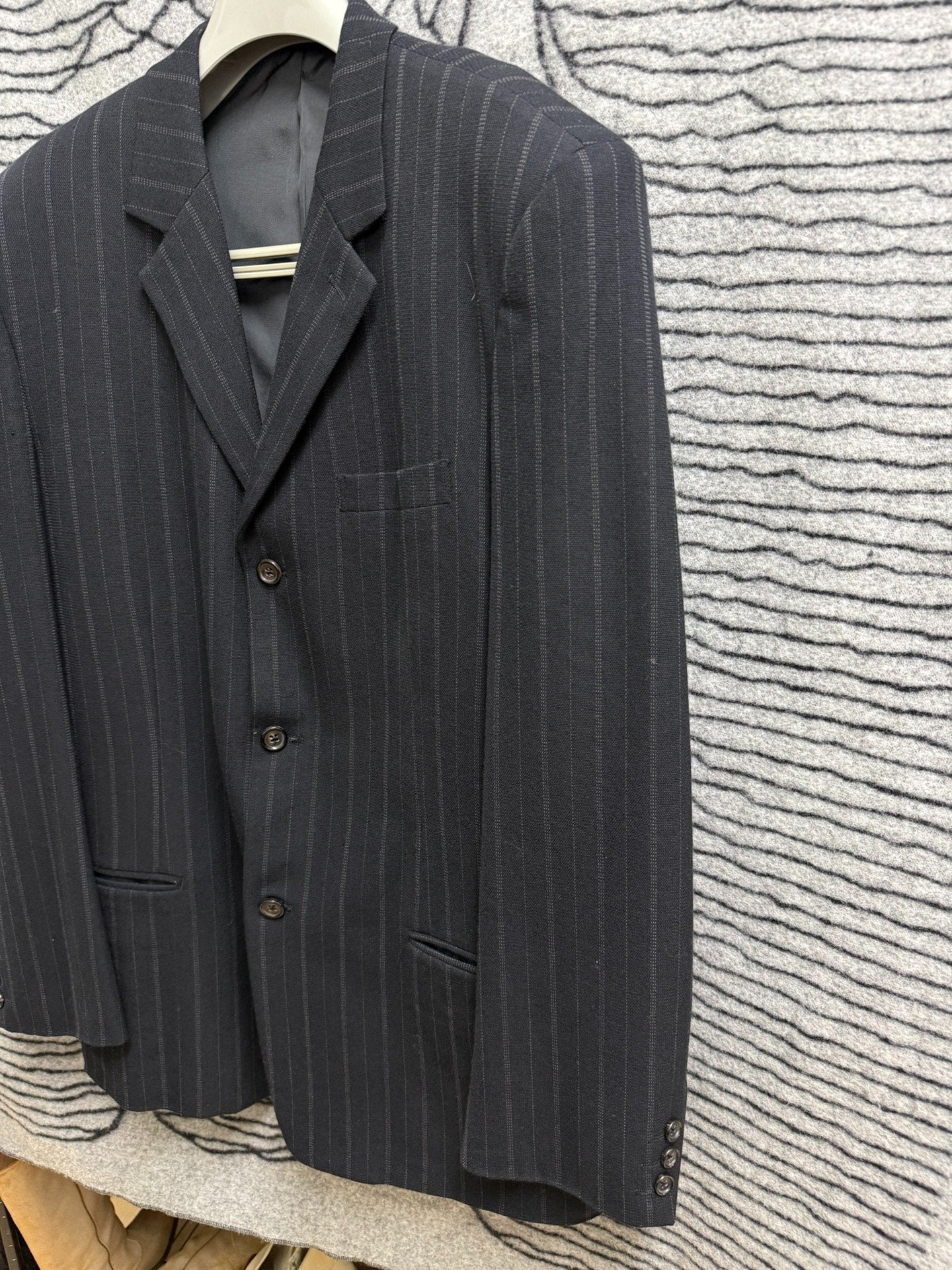 Yohji Yamamoto Y's Men's Thick Wool Striped Loose Suit