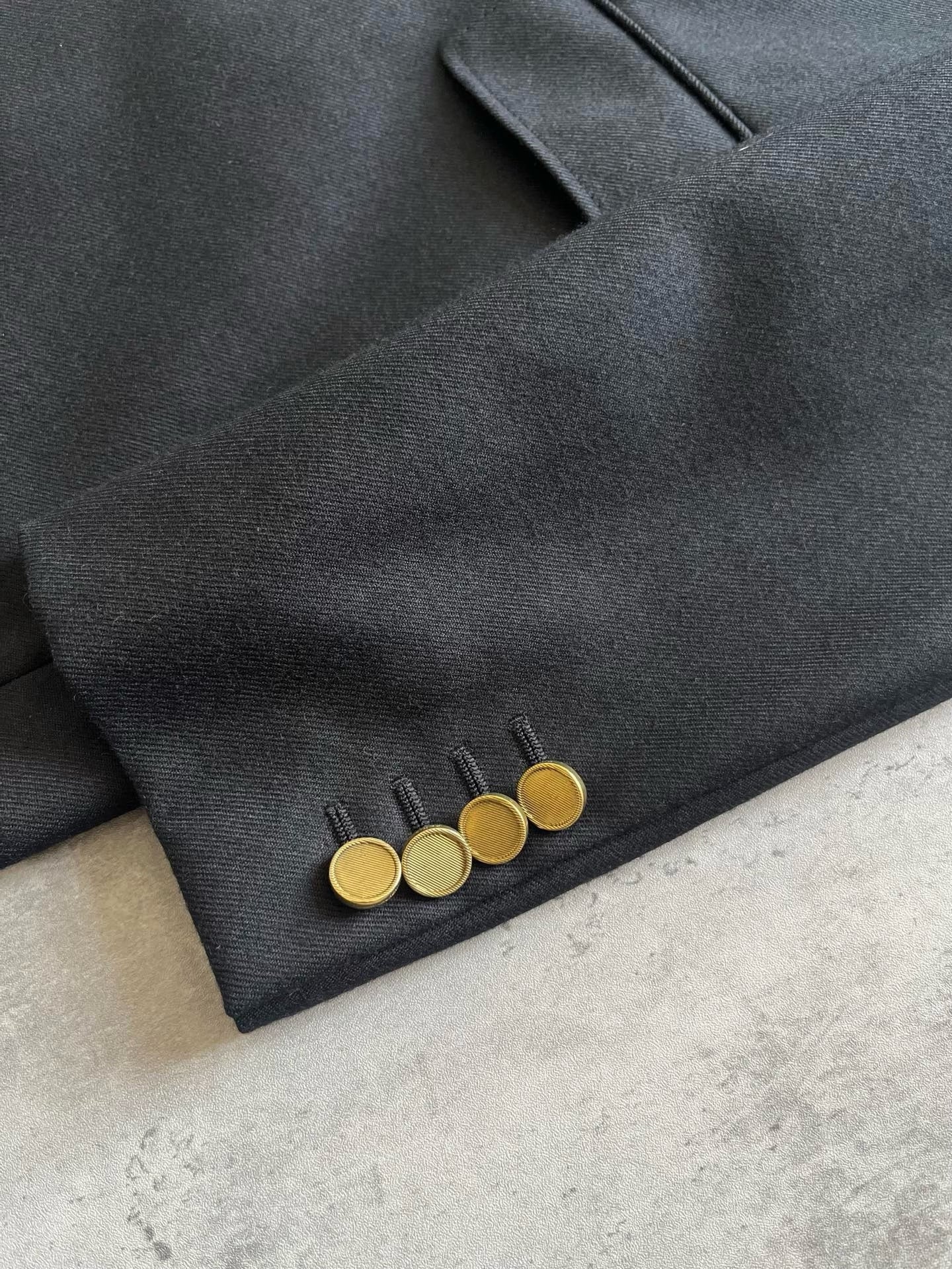 YSL Saint Laurent Black Gold Button Blazer