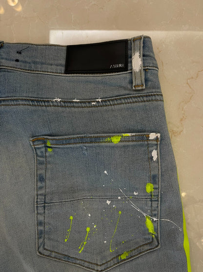 Amiri Neon Distressed Denim Jeans