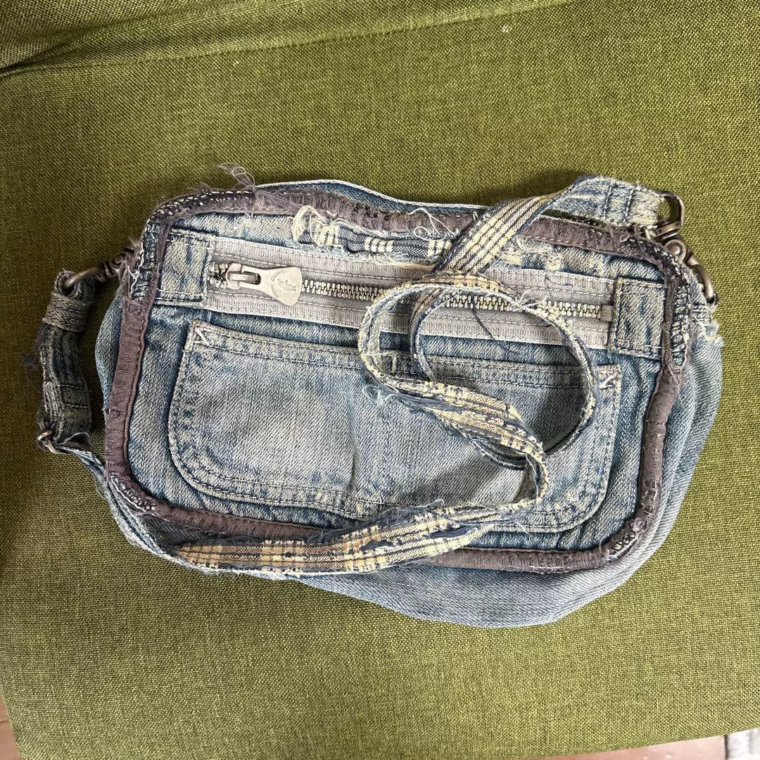 Porter Classic Distressed Denim Crossbody Bag