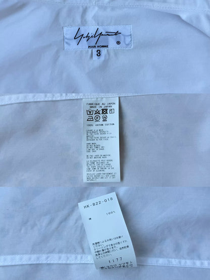Yohji Yamamoto White Long Sleeve Shirttail