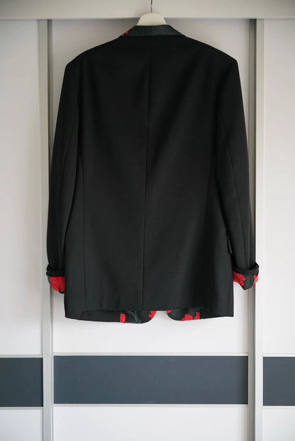 yohji yamamoto floral collar black suit